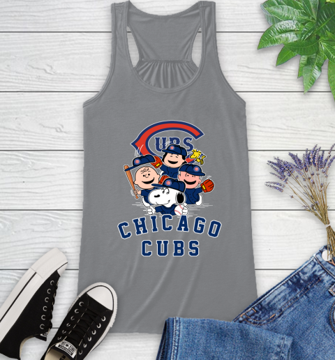 MLB Chicago Cubs Snoopy Charlie Brown Woodstock The Peanuts Movie Baseball T Shirt Racerback Tank 4