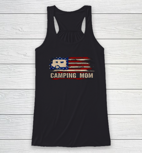 Camper USA Camping Mom American USA Flag Racerback Tank