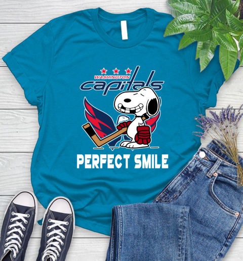 NHL Washington Capitals Snoopy Perfect Smile The Peanuts Movie Hockey T Shirt Women's T-Shirt 10
