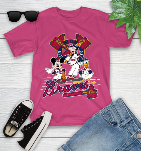 MLB Atlanta Braves Mickey Mouse Donald Duck Goofy Baseball T Shirt Youth T-Shirt 11