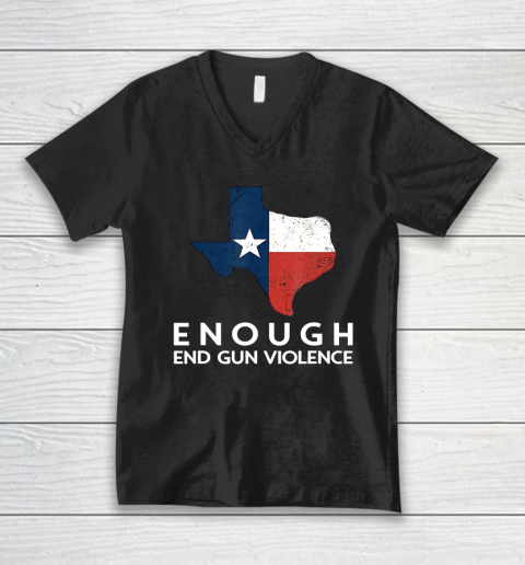 Enough End Gun Violence No Gun Texas Flag V-Neck T-Shirt