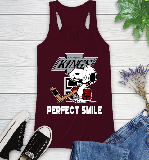 NHL Los Angeles Kings Snoopy Perfect Smile The Peanuts Movie Hockey T Shirt Racerback Tank 2