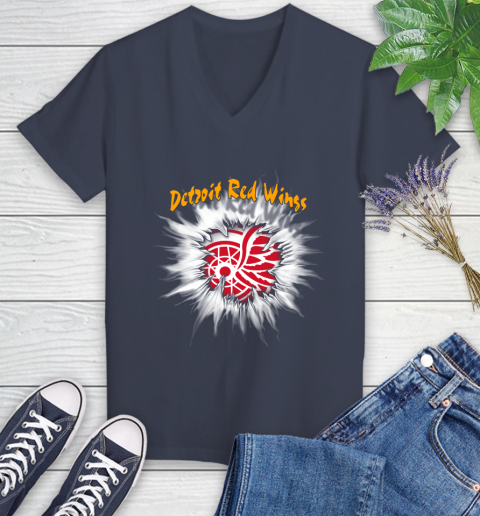 Detroit Red Wings NHL Hockey Adoring Fan Rip Sports Women's V-Neck T-Shirt 12