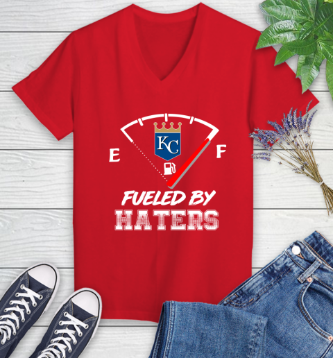 Kansas City Royals MLB Baseball Fueled By Haters Sports Women's V-Neck T-Shirt 11
