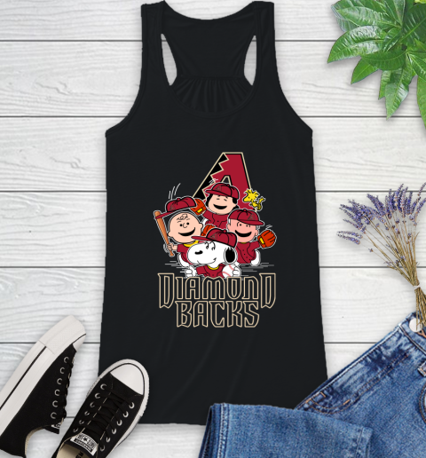 MLB Arizona Diamondbacks Snoopy Charlie Brown Woodstock The Peanuts Movie Baseball T Shirt_000 Racerback Tank