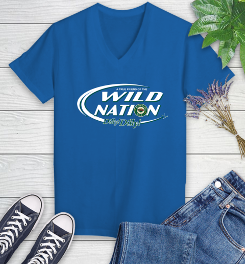 NHL A True Friend Of The Minnesota Wild Dilly Dilly Hockey Sports Women's V-Neck T-Shirt 10