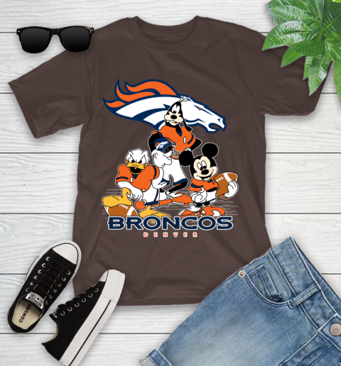 NFL Denver Broncos Mickey Mouse Donald Duck Goofy Football Shirt Youth T-Shirt 7