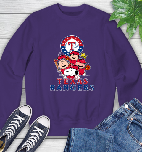 MLB Texas Rangers Snoopy Charlie Brown Woodstock The Peanuts Movie Baseball T Shirt Sweatshirt 4