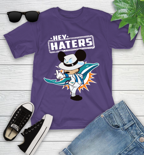 NFL Hey Haters Mickey Football Sports Miami Dolphins Youth T-Shirt 3