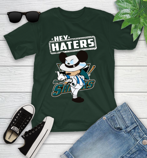 NHL Hey Haters Mickey Hockey Sports San Jose Sharks Youth T-Shirt 5