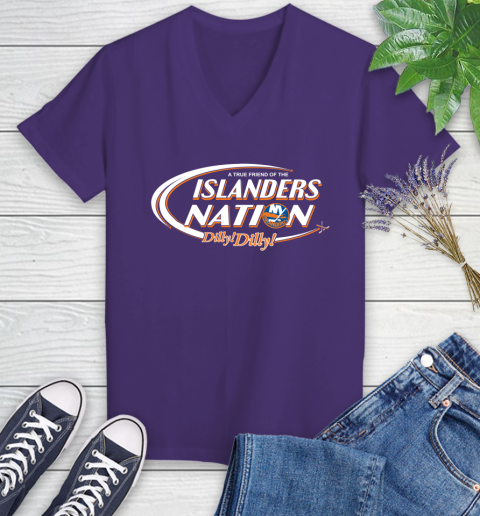 NHL A True Friend Of The New York Islanders Dilly Dilly Hockey Sports Women's V-Neck T-Shirt 3
