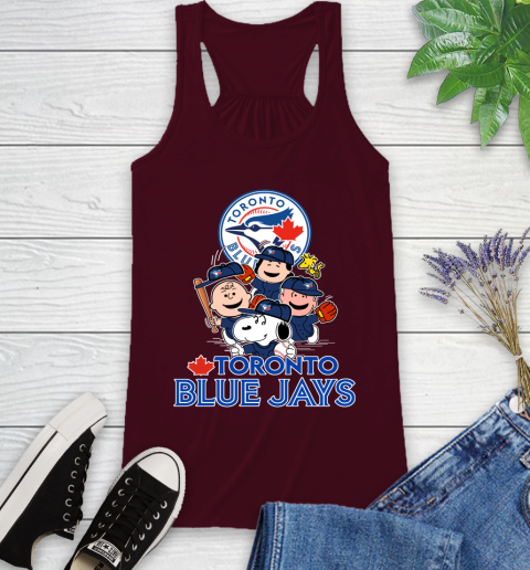 MLB Toronto Blue Jays Snoopy Charlie Brown Woodstock The Peanuts Movie Baseball T Shirt_000 Racerback Tank 2