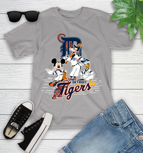 MLB Detroit Tigers Mickey Mouse Donald Duck Goofy Baseball T Shirt Youth T-Shirt 4
