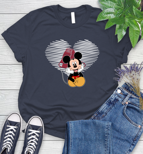 MLB Boston Red Sox The Heart Mickey Mouse Disney Baseball T Shirt_000 Women's T-Shirt 14