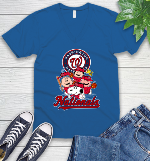 MLB Washington Nationals Snoopy Charlie Brown Woodstock The Peanuts Movie Baseball T Shirt_000 V-Neck T-Shirt 5