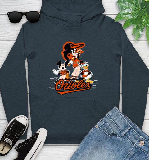 MLB Baltimore Orioles Mickey Mouse Donald Duck Goofy Baseball T Shirt Youth Hoodie 10