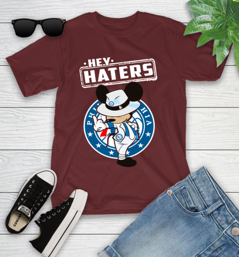 NBA Hey Haters Mickey Basketball Sports Philadelphia 76ers Youth T-Shirt 14