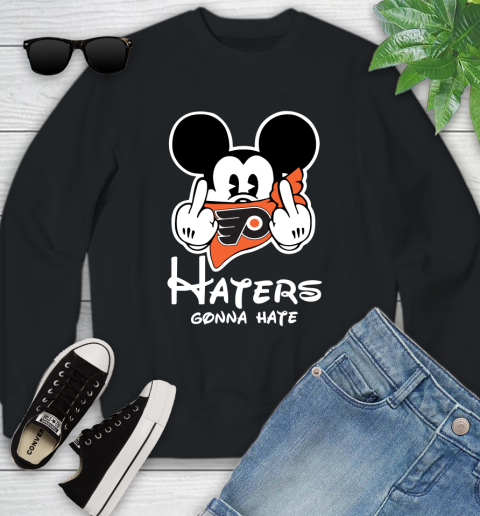 NHL Philadelphia Flyers Haters Gonna Hate Mickey Mouse Disney Hockey T Shirt Youth Sweatshirt