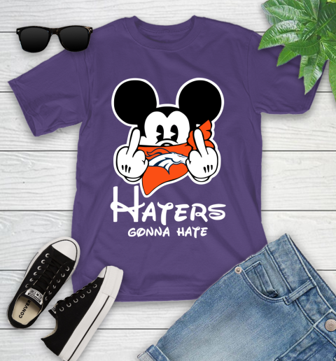 NFL Denver Broncos Haters Gonna Hate Mickey Mouse Disney Football T Shirt Youth T-Shirt 3