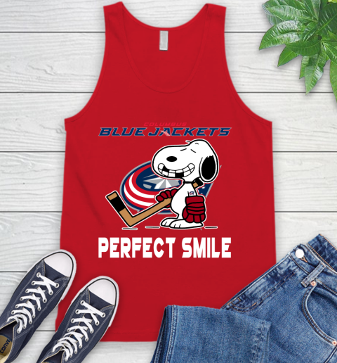 NHL Columbus Blue Jackets Snoopy Perfect Smile The Peanuts Movie Hockey T Shirt Tank Top 5