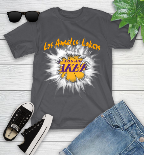 Los Angeles Lakers NBA Basketball Rip Sports Youth T-Shirt 6