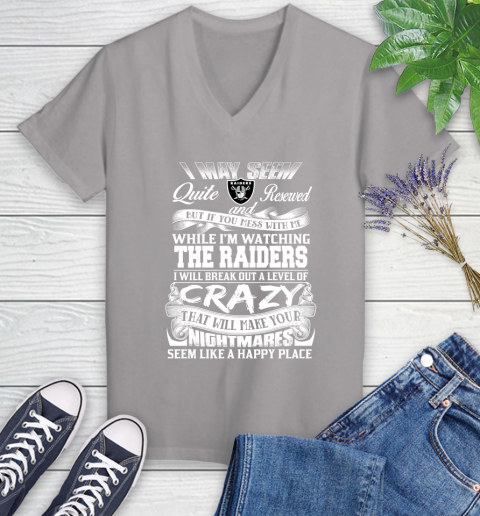 Oakland Raiders NFL Football Don't Mess With Me While I'm Watching My Team Women's V-Neck T-Shirt 4