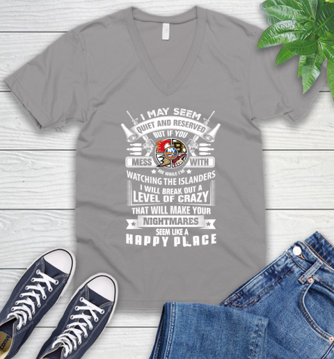 New York Islanders NHL Hockey Don't Mess With Me While I'm Watching My Team Sports V-Neck T-Shirt 3