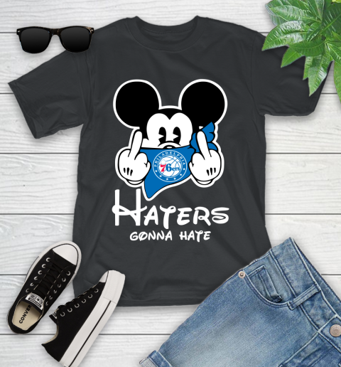 NBA Philadelphia 76ers Haters Gonna Hate Mickey Mouse Disney Basketball T Shirt Youth T-Shirt