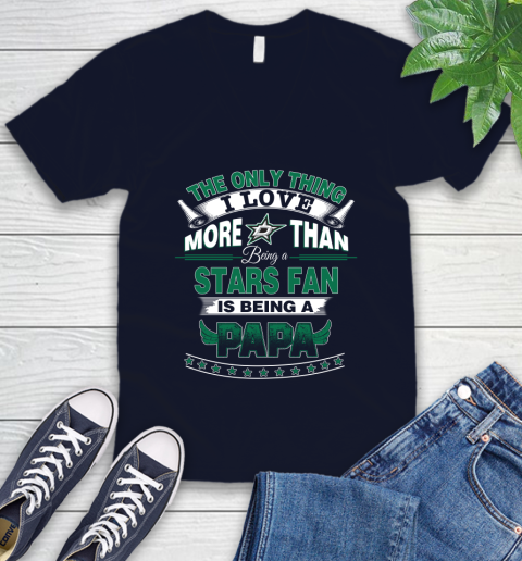 NHL The Only Thing I Love More Than Being A Dallas Stars Fan Is Being A Papa Hockey V-Neck T-Shirt 2
