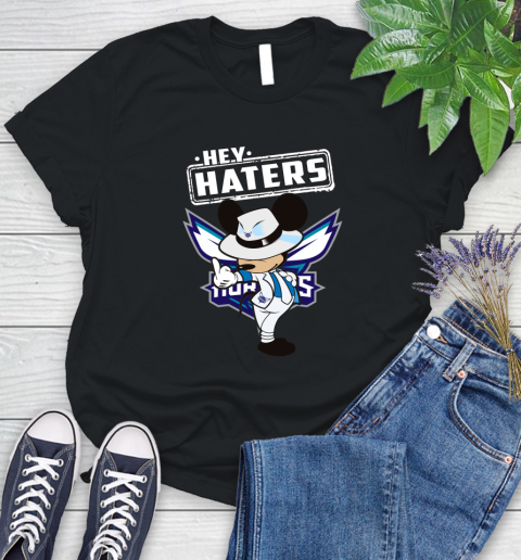 NBA Hey Haters Mickey Basketball Sports Charlotte Hornets Women's T-Shirt