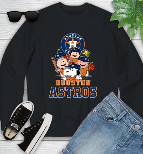 MLB Houston Astros Snoopy Charlie Brown Woodstock The Peanuts Movie Baseball T Shirt Youth Sweatshirt