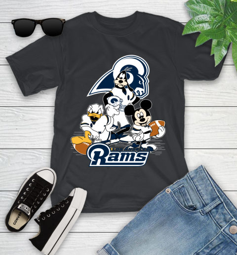 NFL Los Angeles Rams Mickey Mouse Donald Duck Goofy Football Shirt Youth T-Shirt