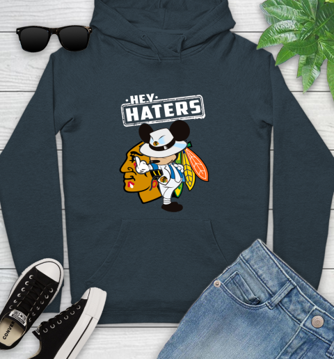 NHL Hey Haters Mickey Hockey Sports Chicago Blackhawks Youth Hoodie 10