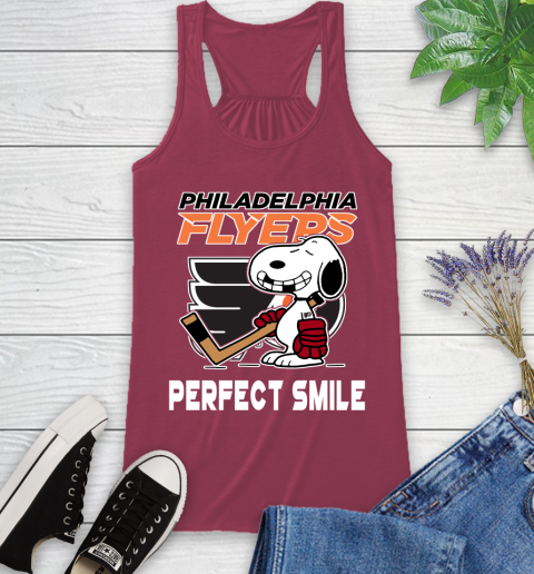 NHL Philadelphia Flyers Snoopy Perfect Smile The Peanuts Movie Hockey T Shirt Racerback Tank 7