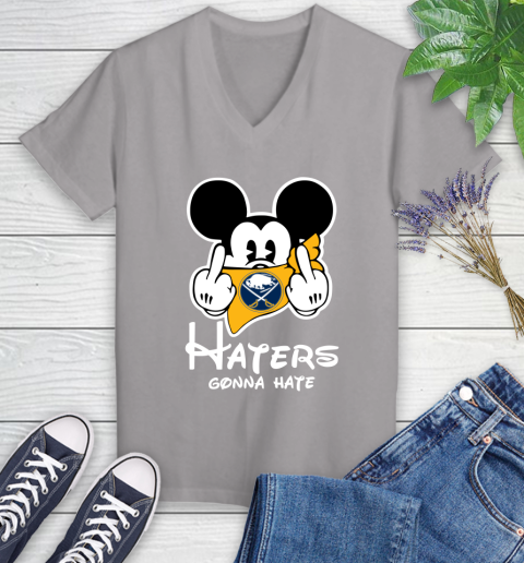 NHL Buffalo Sabres Haters Gonna Hate Mickey Mouse Disney Hockey T Shirt Women's V-Neck T-Shirt 4