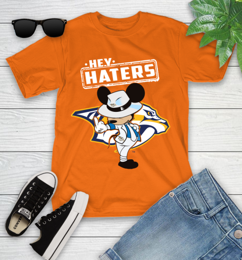 NHL Hey Haters Mickey Hockey Sports Nashville Predators Youth T-Shirt 9