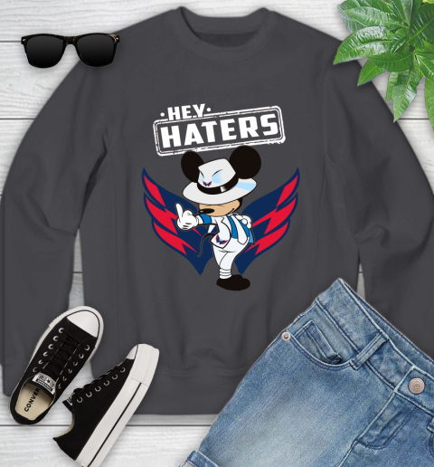 NHL Hey Haters Mickey Hockey Sports Washington Capitals Youth Sweatshirt 5