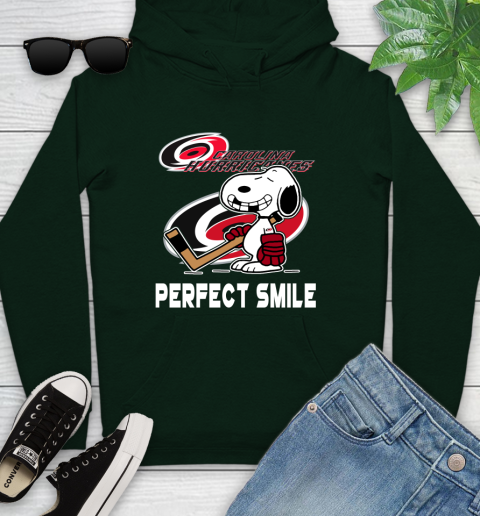 NHL Carolina Hurricanes Snoopy Perfect Smile The Peanuts Movie Hockey T Shirt Youth Hoodie 14