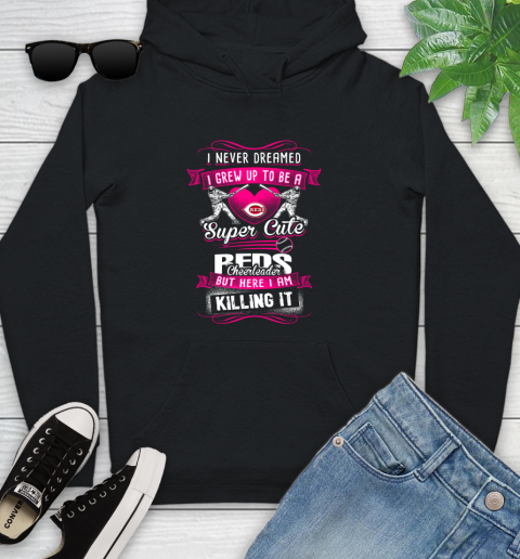 Cincinnati Reds MLB Baseball I Never Dreamed I Grew Up To Be A Super Cute Cheerleader Youth Hoodie