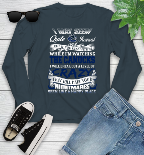Vancouver Canucks NHL Hockey Don't Mess With Me While I'm Watching My Team Youth Long Sleeve 9