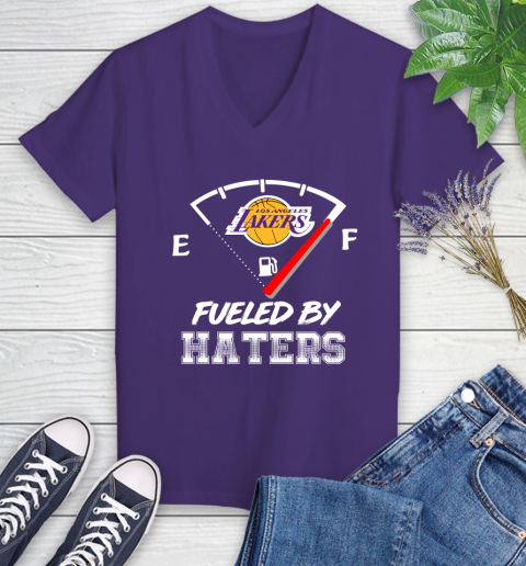 Los Angeles Lakers NBA Basketball Fueled By Haters Sports Women's V-Neck T-Shirt 3