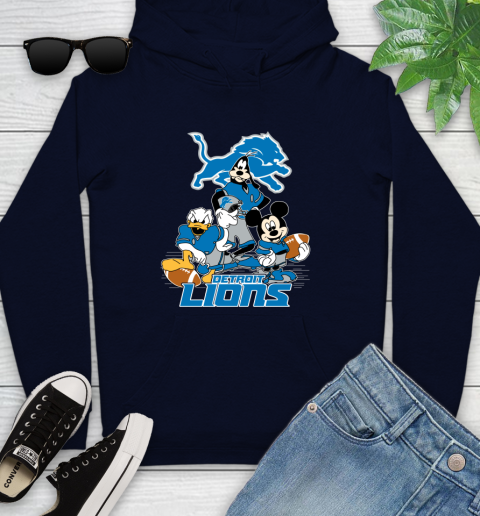 NFL Detroit Lions Mickey Mouse Donald Duck Goofy Football Shirt Youth Hoodie 3