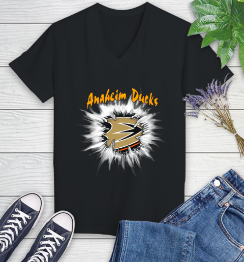 Anaheim Ducks NHL Hockey Adoring Fan Rip Sports Women's V-Neck T-Shirt