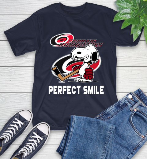 NHL Carolina Hurricanes Snoopy Perfect Smile The Peanuts Movie Hockey T Shirt T-Shirt 3