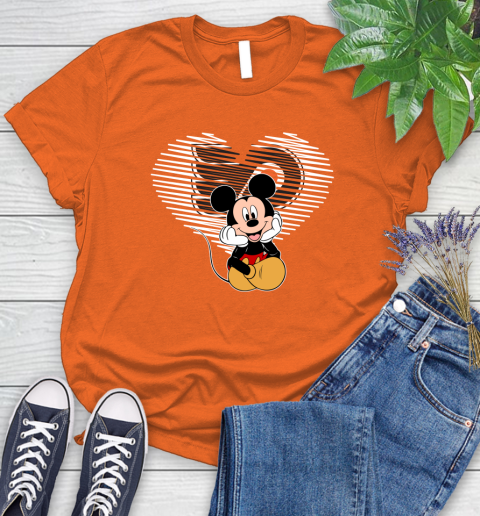 NHL Philadelphia Flyers The Heart Mickey Mouse Disney Hockey Women's T-Shirt 3