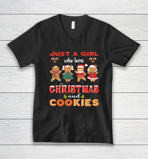 Just A Girl Who Loves Christmas And Cookies Gingerbread V-Neck T-Shirt