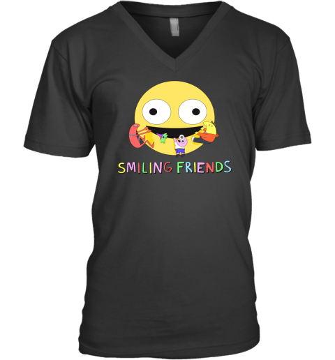 Smiling Friends Logo V-Neck T-Shirt