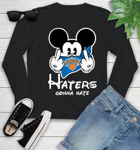 NBA New York Knicks Haters Gonna Hate Mickey Mouse Disney Basketball T Shirt Youth Long Sleeve