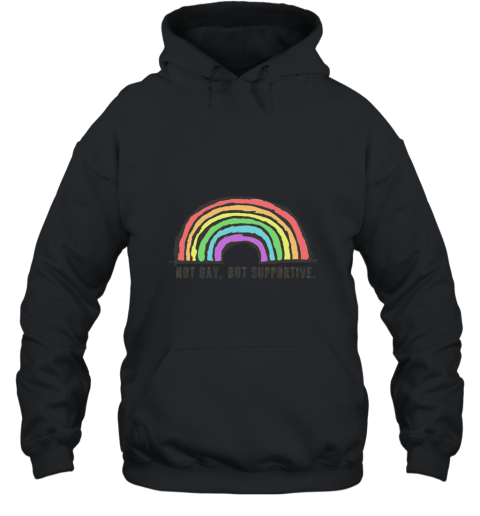 Rainbow Not Gay But Supportive Social Justice Ally Funny Tee Hooded