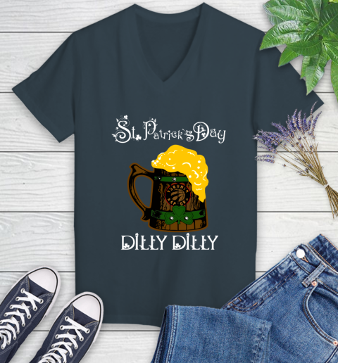 NBA Toronto Raptors St Patrick's Day Dilly Dilly Beer Basketball Sports Women's V-Neck T-Shirt 8